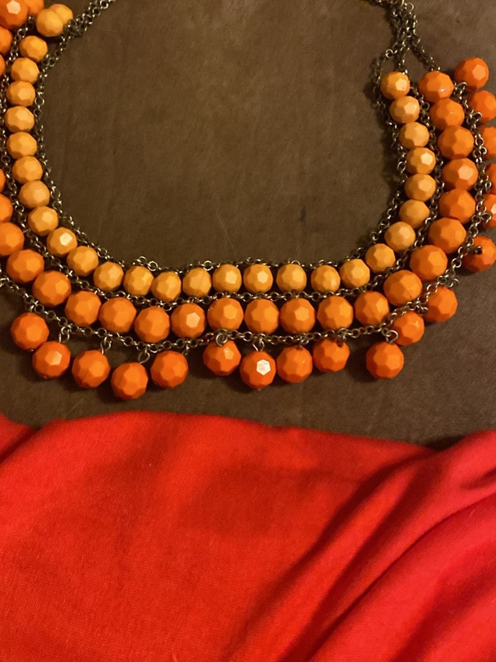 Statement Orange Beaded Bib Necklace - Women's Jewelry